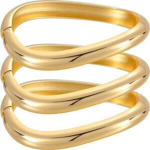 Gold Bangles for Women 2PCS Irregular Chunky Open Cuff Jewelry Gift
